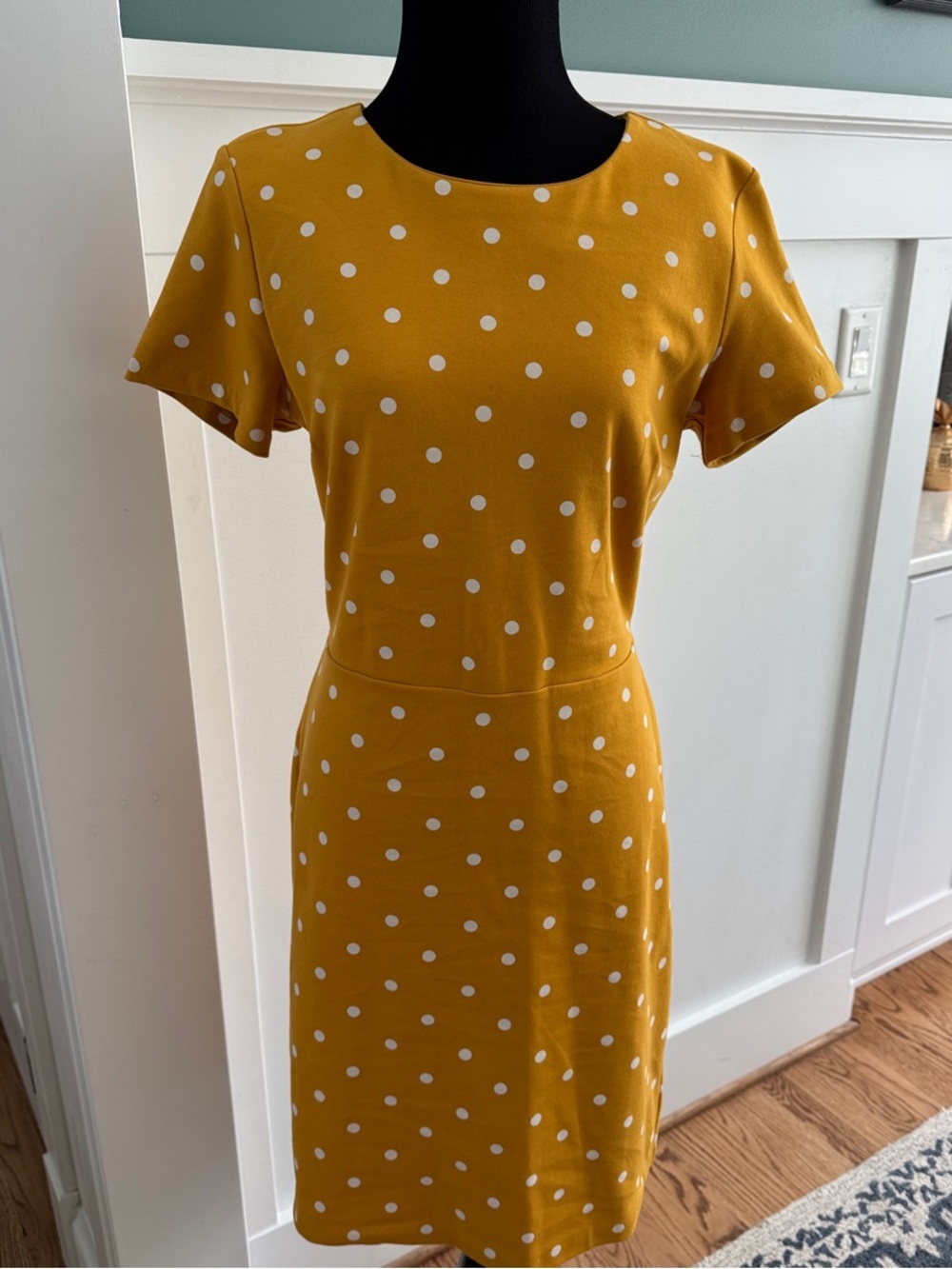 Old Navy Mustard Yellow Polka Dot Midi Dress